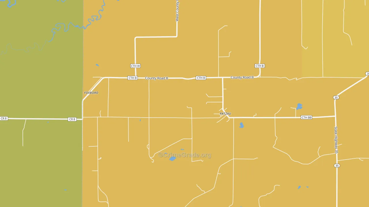 Patzau, WI Map of Vehicle Theft Rates