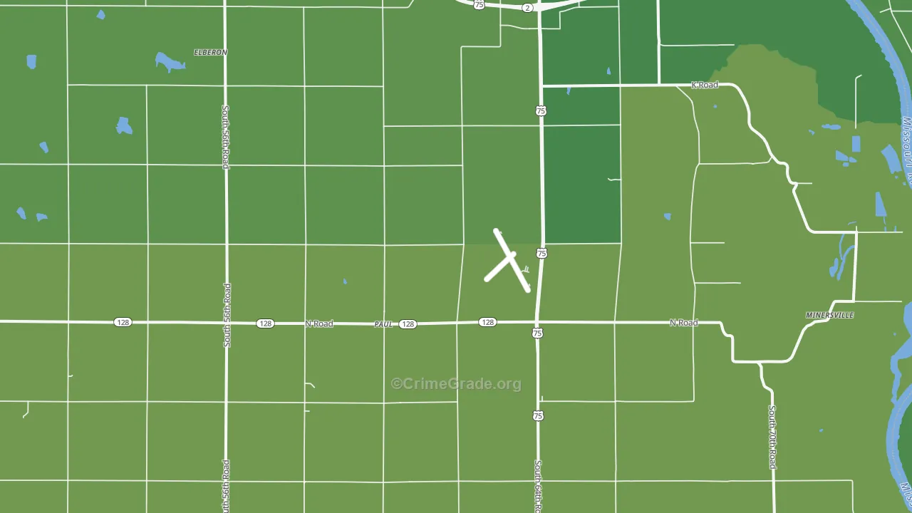 Paul, NE Map of Vehicle Theft Rates
