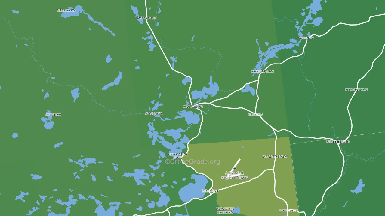 Paul Smiths, NY Map of Vehicle Theft Rates