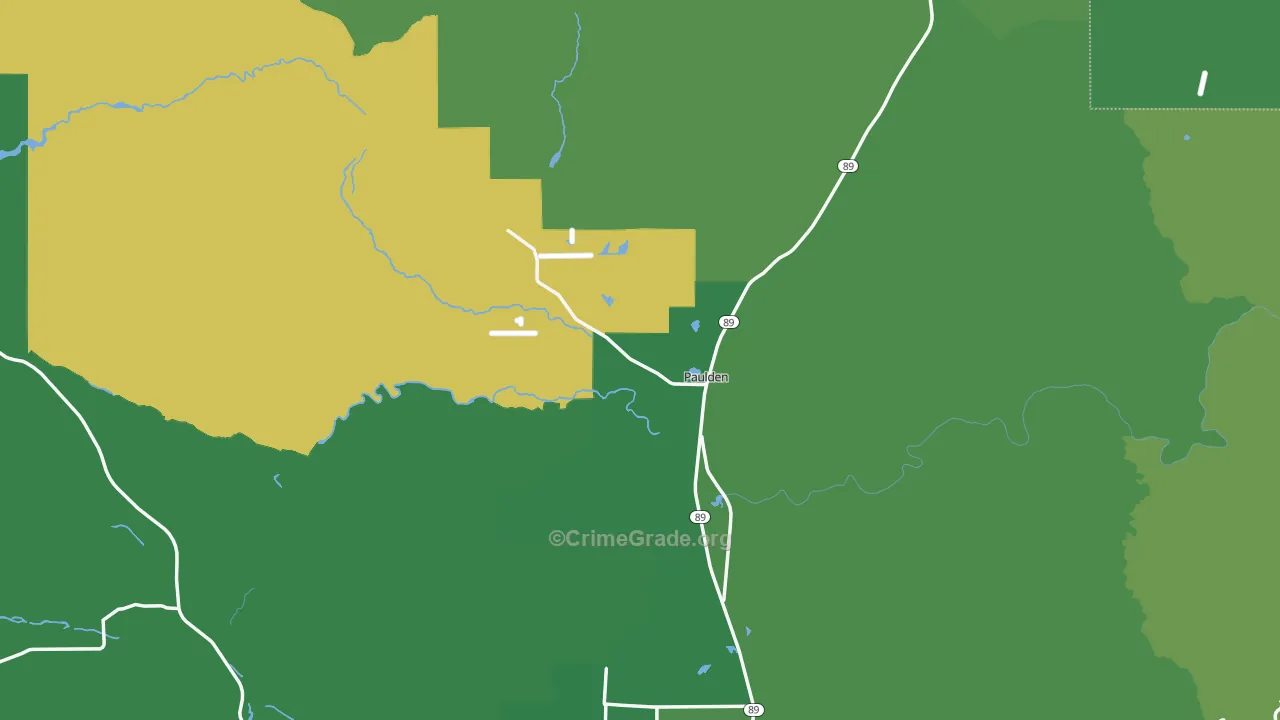 Paulden, AZ Map of Vehicle Theft Rates