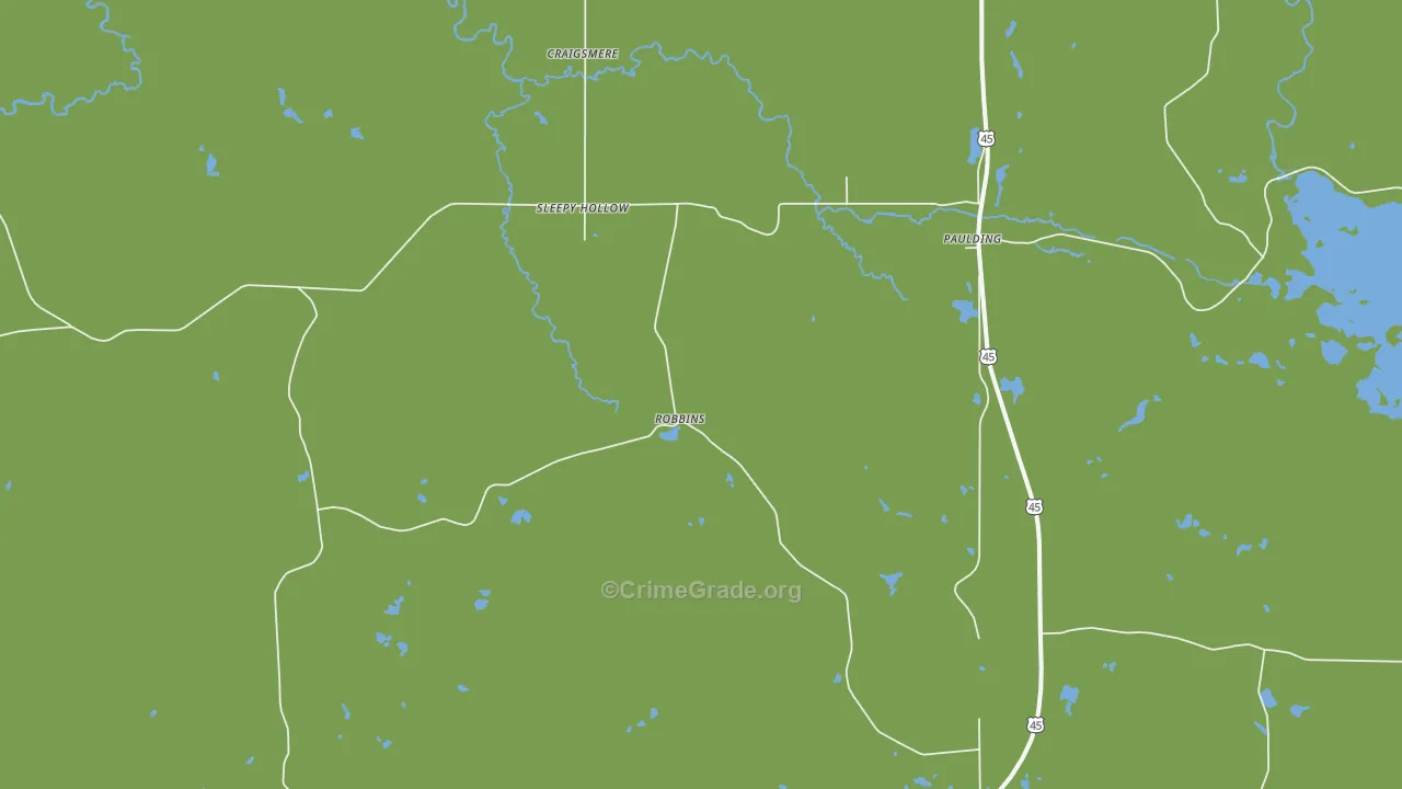 Paulding, MI Map of Vehicle Theft Rates