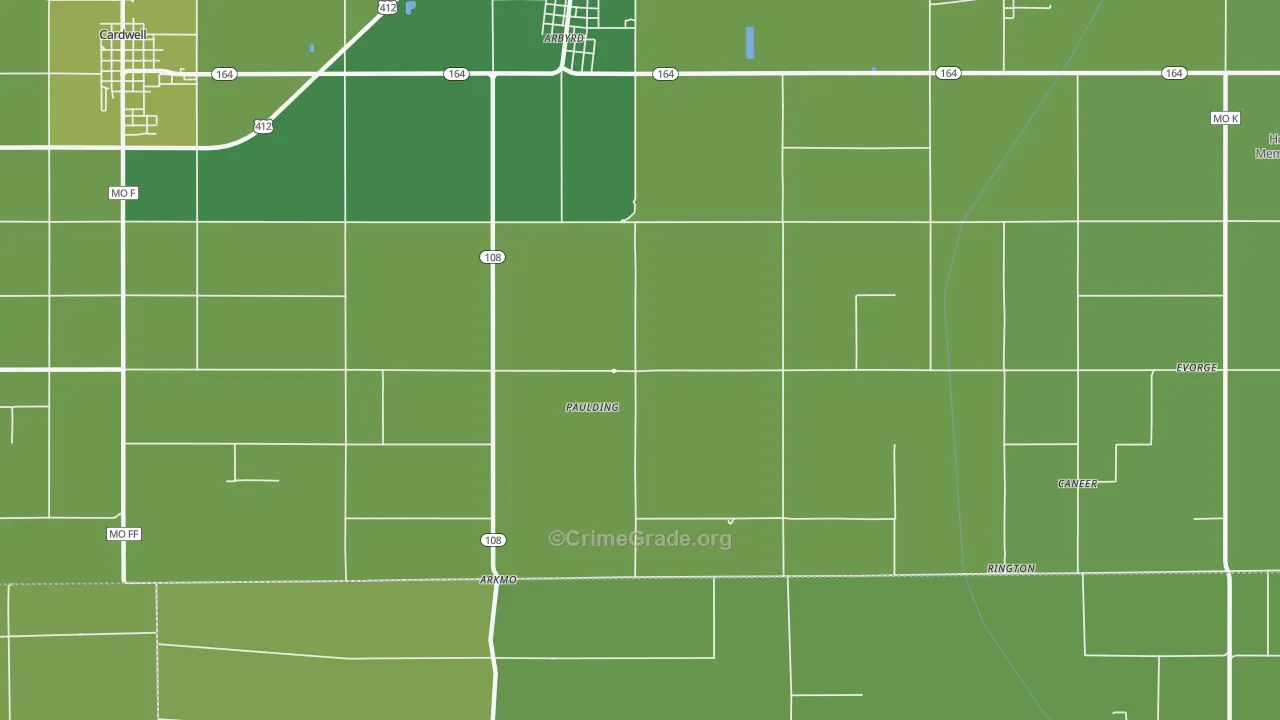 Paulding, MO Map of Vehicle Theft Rates