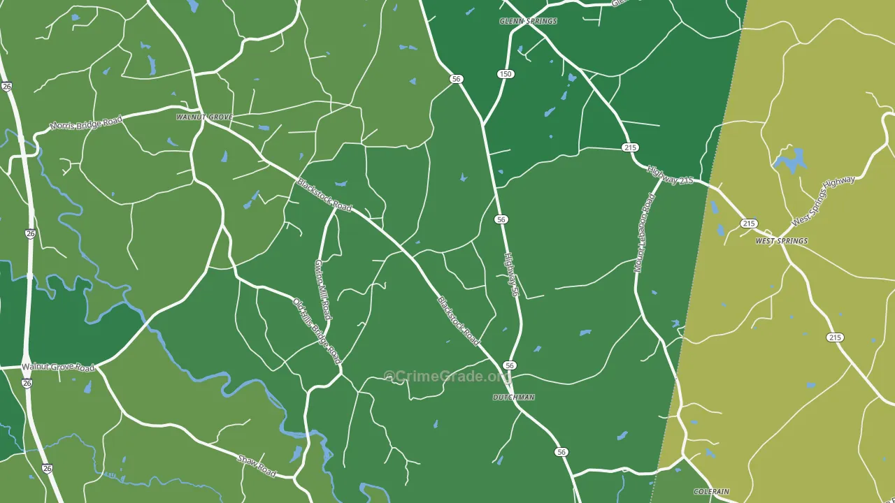 Pauline, SC Map of Vehicle Theft Rates