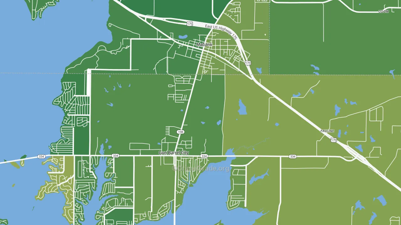 Pauline, TX Map of Vehicle Theft Rates