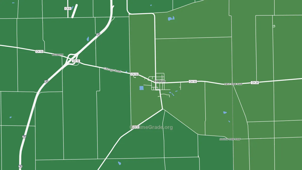 Paw Paw, IL Map of Vehicle Theft Rates