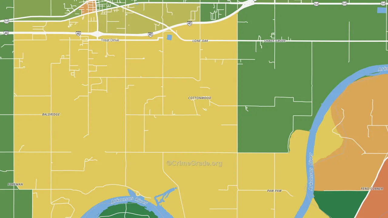 Paw Paw, OK Map of Vehicle Theft Rates
