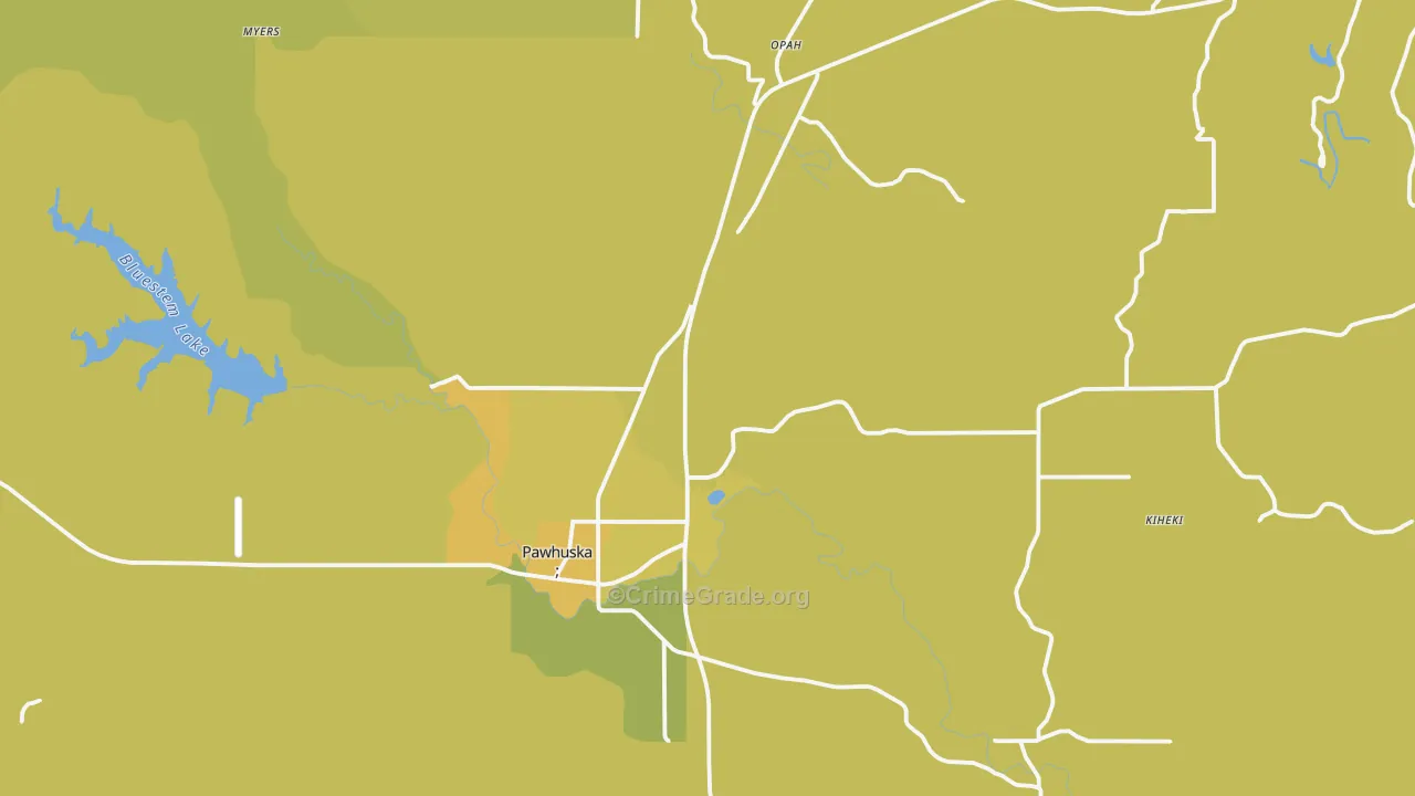 Pawhuska, OK Map of Vehicle Theft Rates