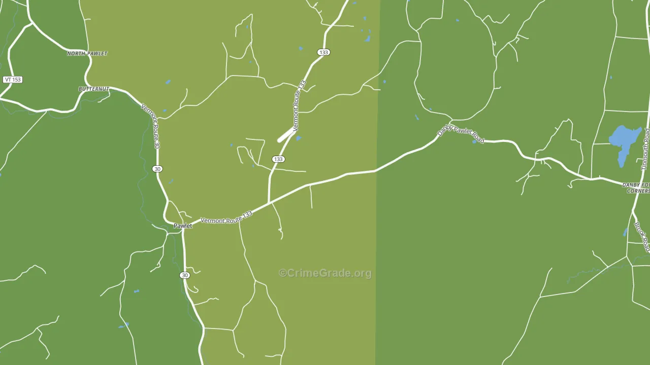 Pawlet, VT Map of Vehicle Theft Rates