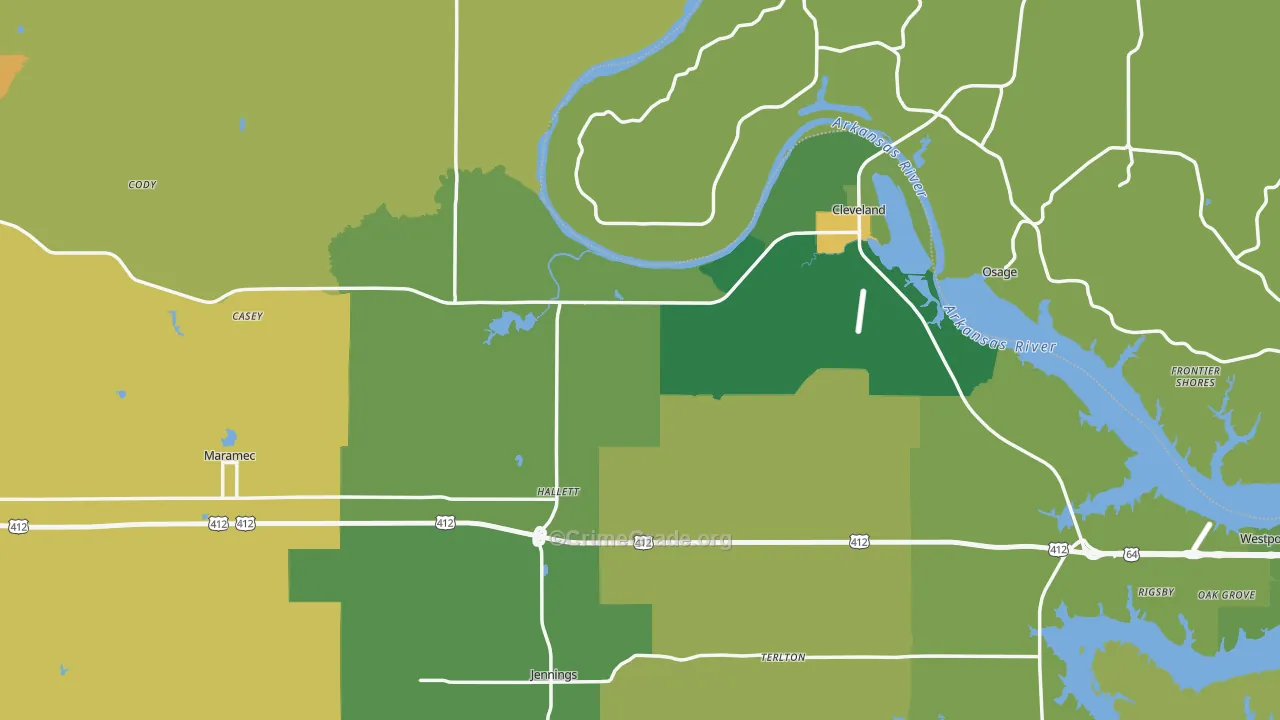 Pawnee County, OK Map of Vehicle Theft Rates