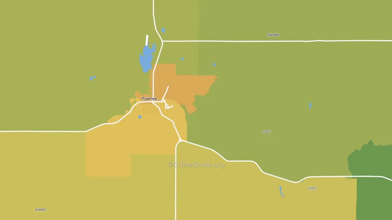 Pawnee, OK Map of Vehicle Theft Rates