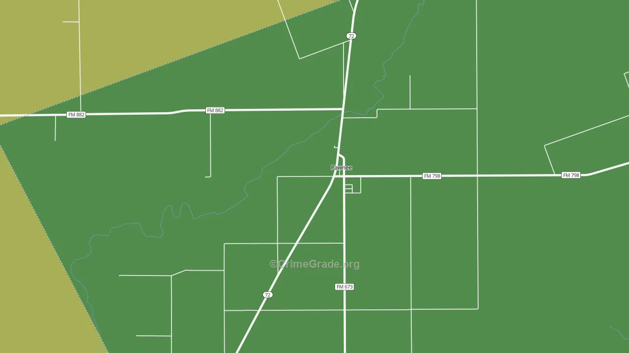 Pawnee, TX Map of Vehicle Theft Rates