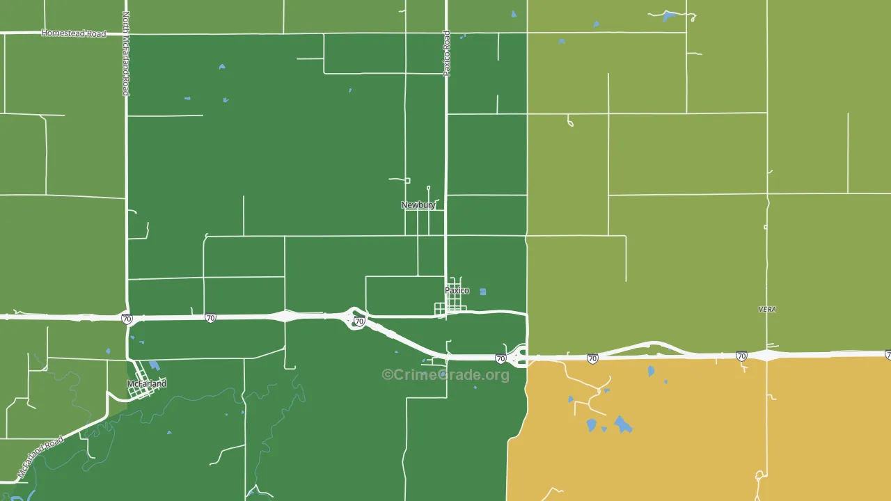 Paxico, KS Map of Vehicle Theft Rates