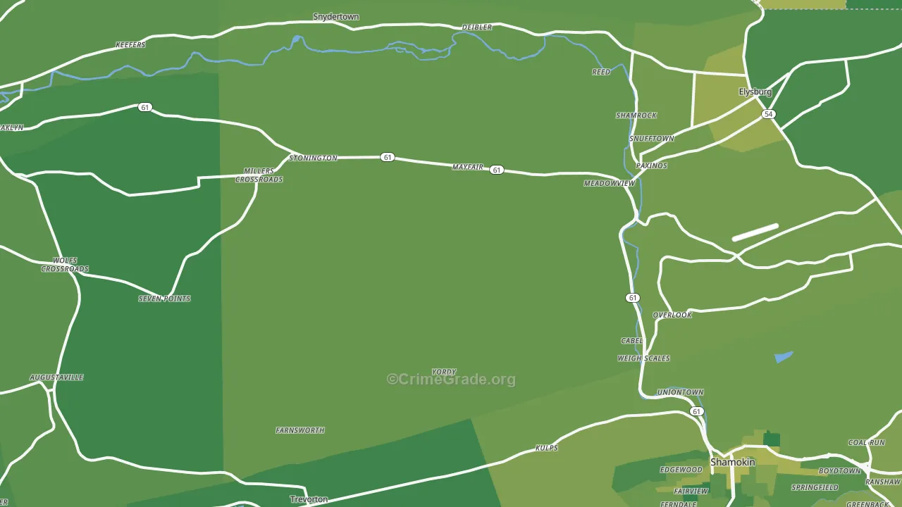 Paxinos, PA Map of Vehicle Theft Rates