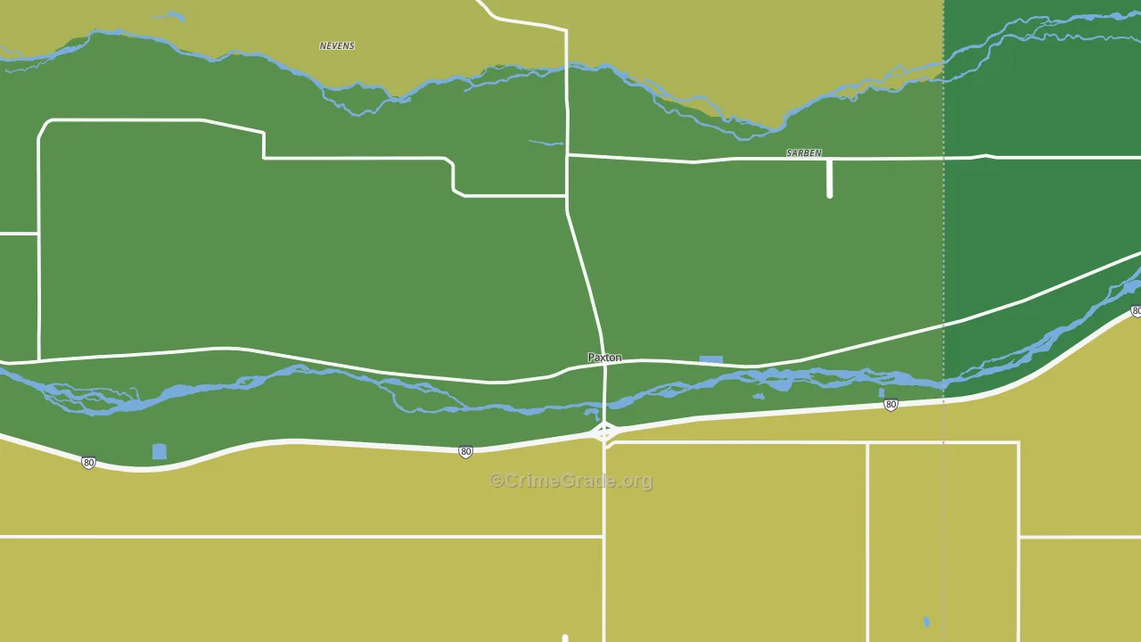 Paxton, NE Map of Vehicle Theft Rates