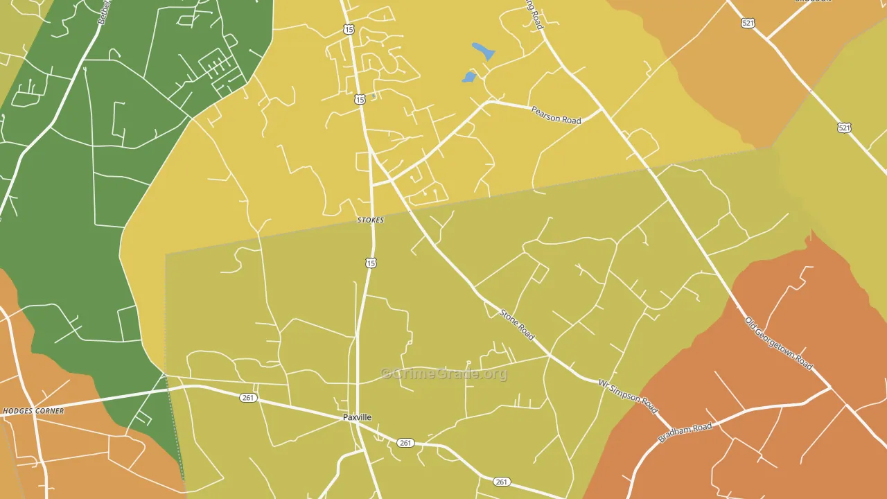 Paxville, SC Map of Vehicle Theft Rates