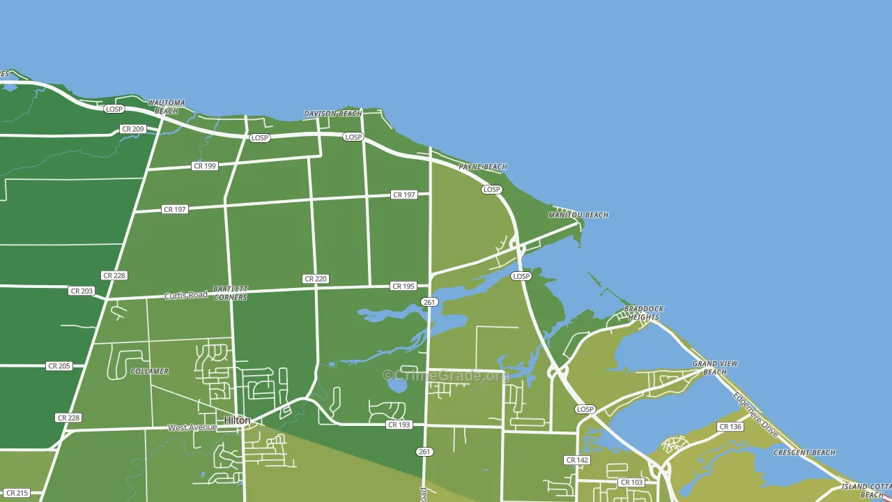 Payne Beach, NY Map of Vehicle Theft Rates