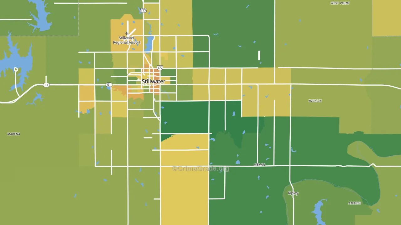 Payne County, OK Map of Vehicle Theft Rates