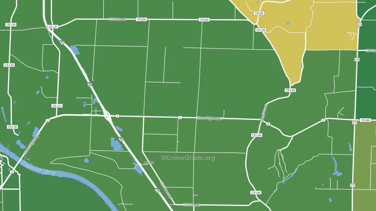 Payne, IA Map of Vehicle Theft Rates
