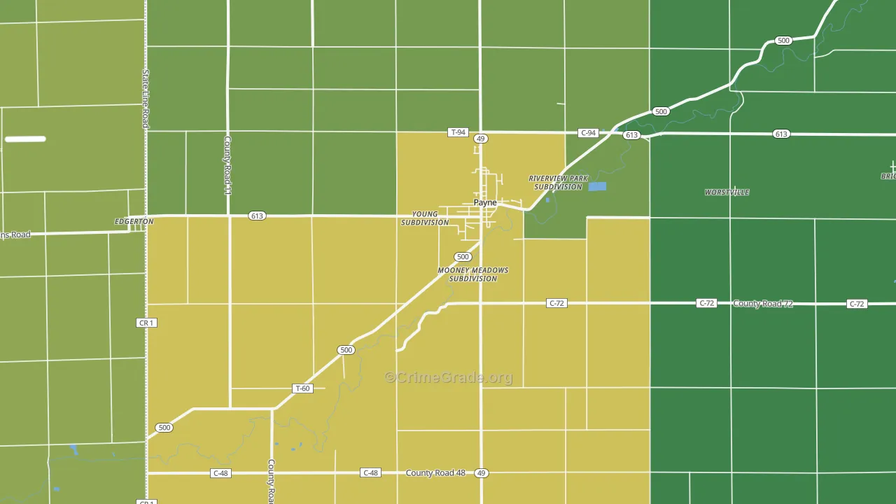 Payne, OH Map of Vehicle Theft Rates