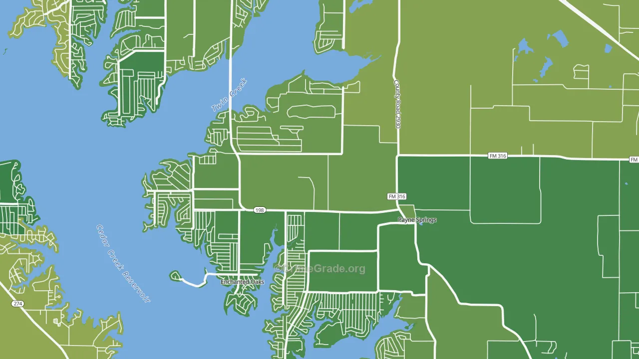 Payne Springs, TX Map of Vehicle Theft Rates