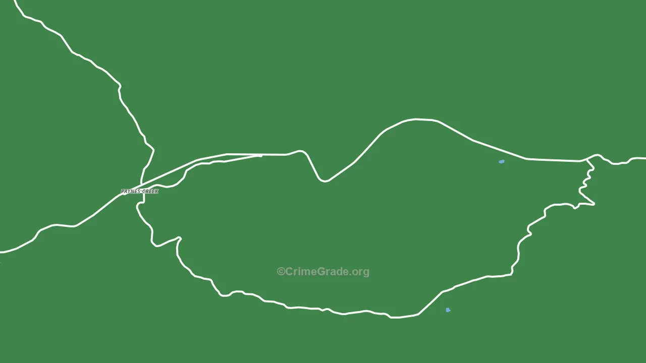 Paynes Creek, CA Map of Vehicle Theft Rates