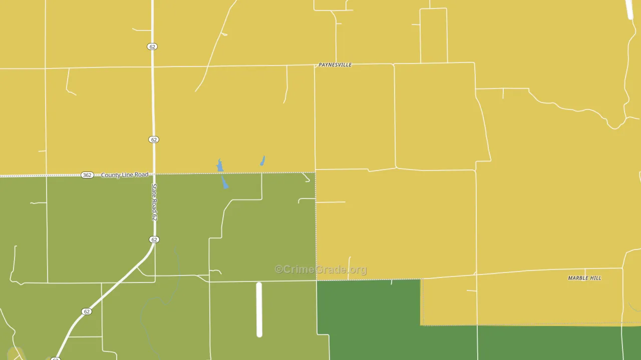 Paynesville, IN Map of Vehicle Theft Rates