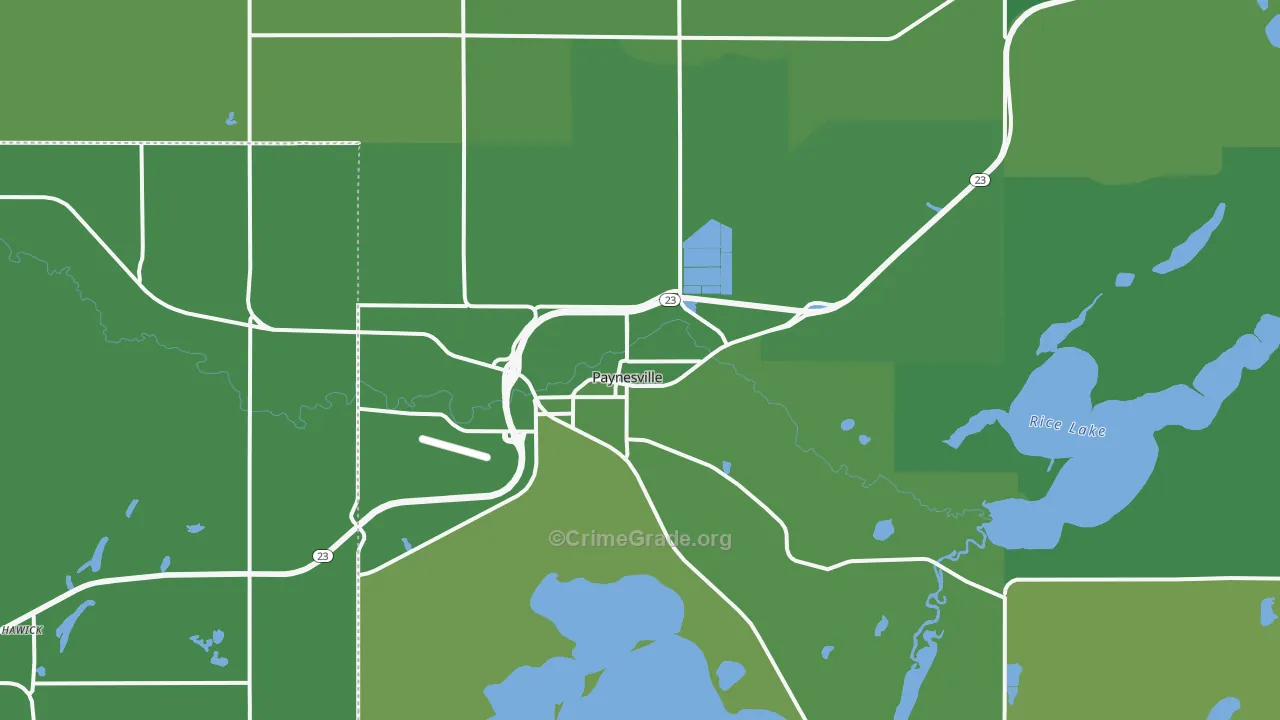 Paynesville, MN Map of Vehicle Theft Rates