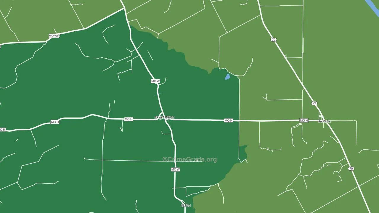 Paynesville, MO Map of Vehicle Theft Rates