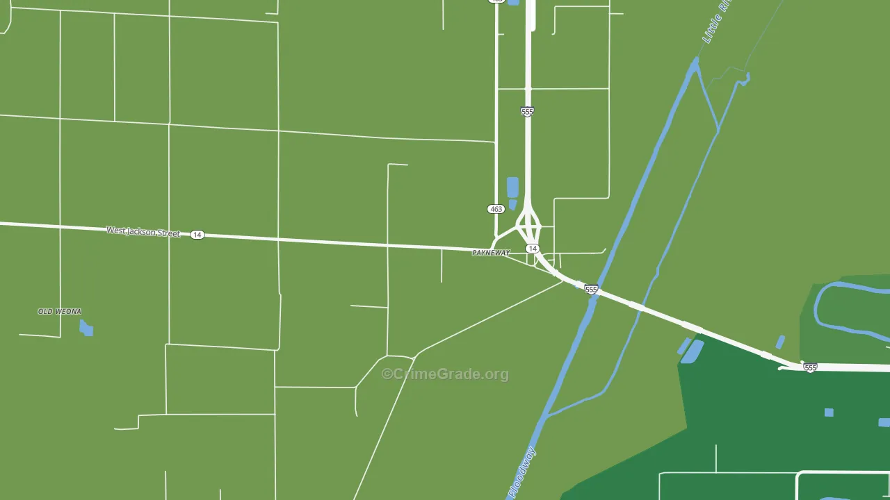 Payneway, AR Map of Vehicle Theft Rates