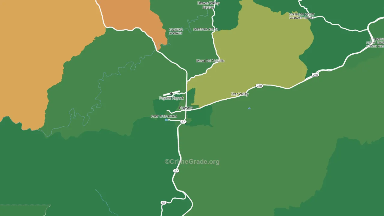 Payson, AZ Map of Vehicle Theft Rates