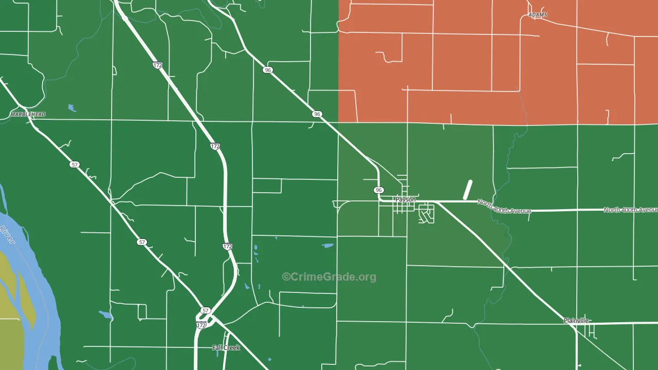 Payson, IL Map of Vehicle Theft Rates