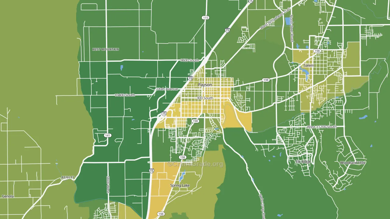 Payson, UT Map of Vehicle Theft Rates