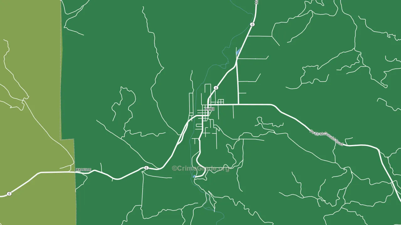 Pe Ell, WA Map of Vehicle Theft Rates