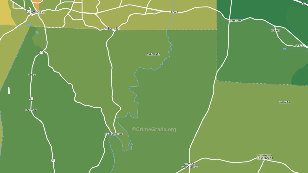Pea Ridge, AL Map of Vehicle Theft Rates