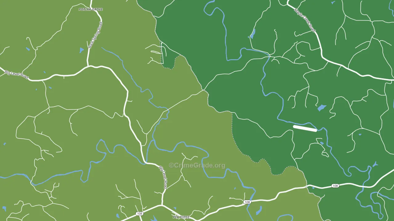 Pea Ridge, NC Map of Vehicle Theft Rates