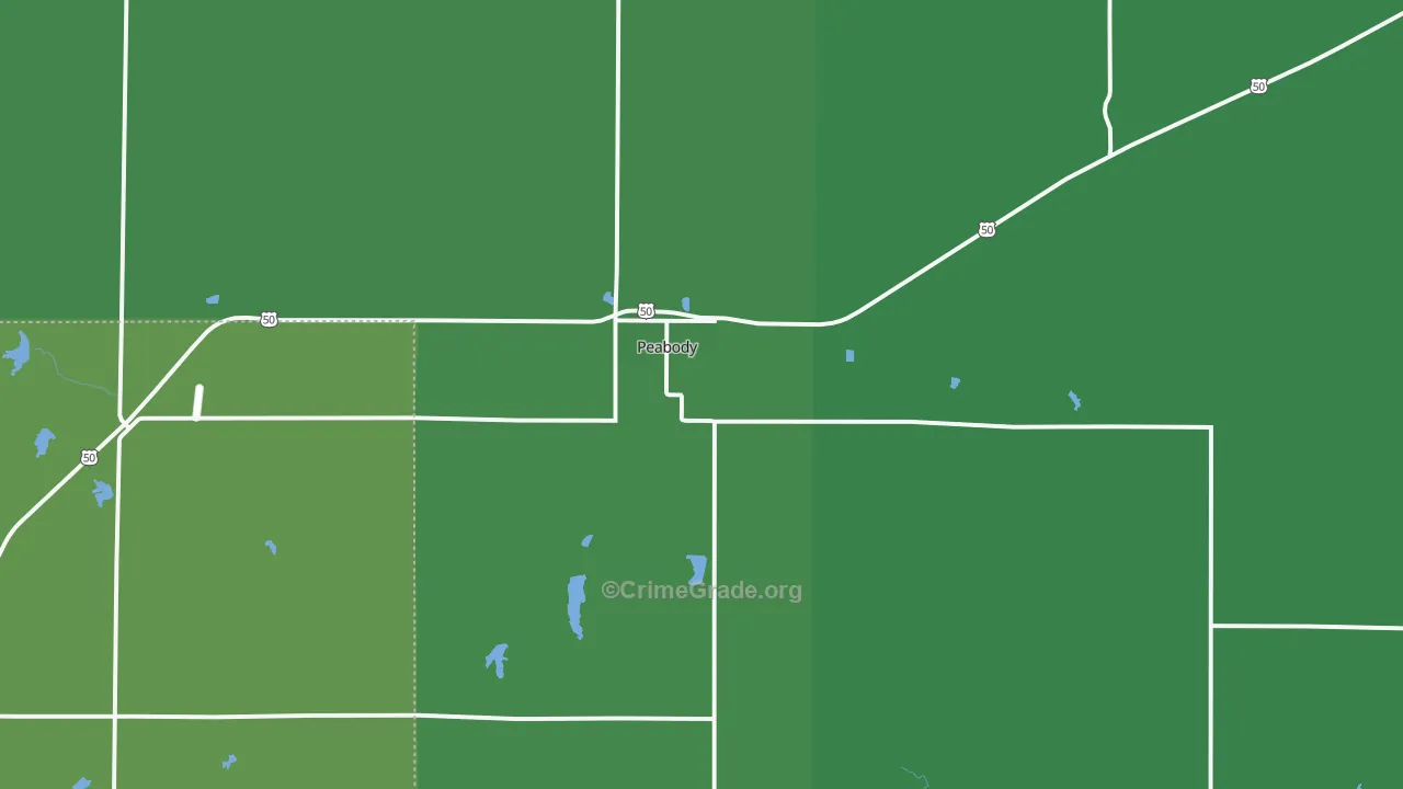 Peabody, KS Map of Vehicle Theft Rates