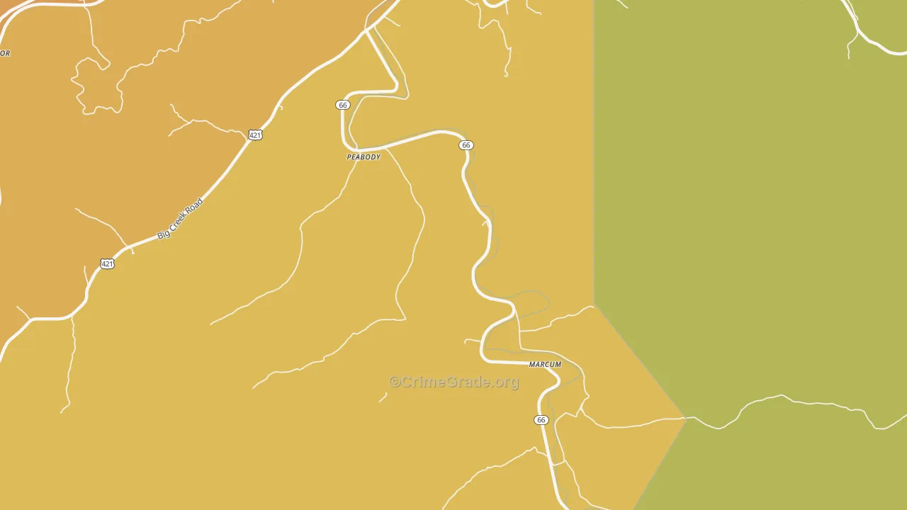 Peabody, KY Map of Vehicle Theft Rates