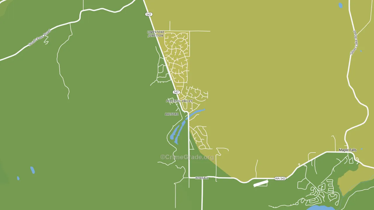 Peaceful Valley, WA Map of Vehicle Theft Rates