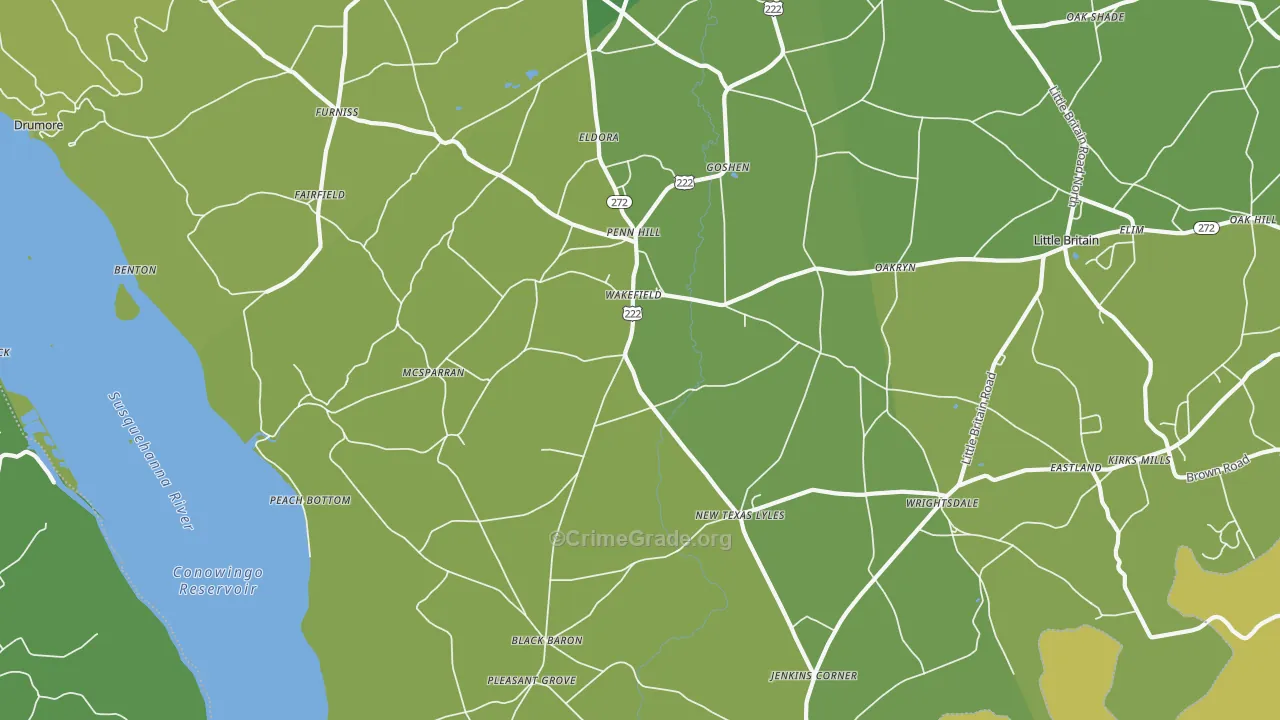 Peach Bottom, PA Map of Vehicle Theft Rates