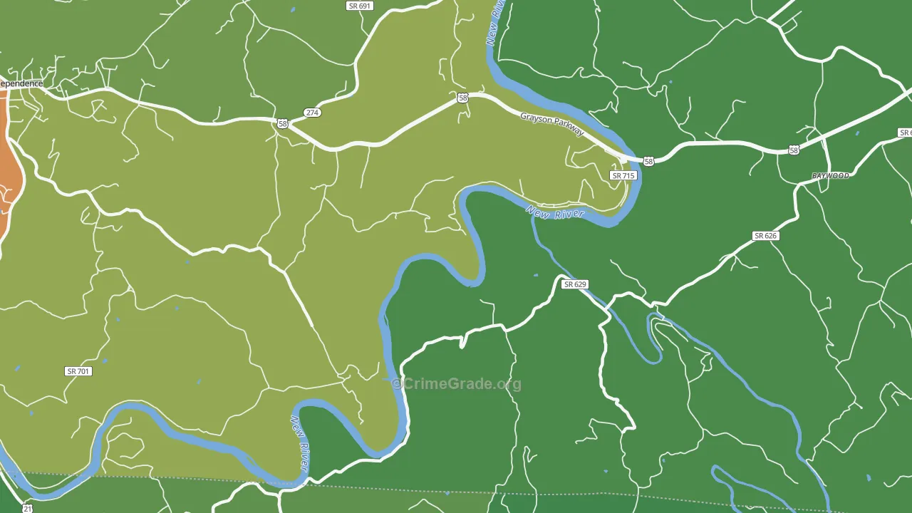 Peach Bottom, VA Map of Vehicle Theft Rates