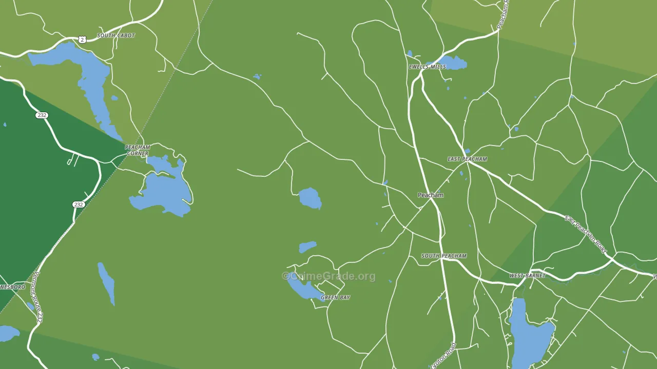 Peacham, VT Map of Vehicle Theft Rates