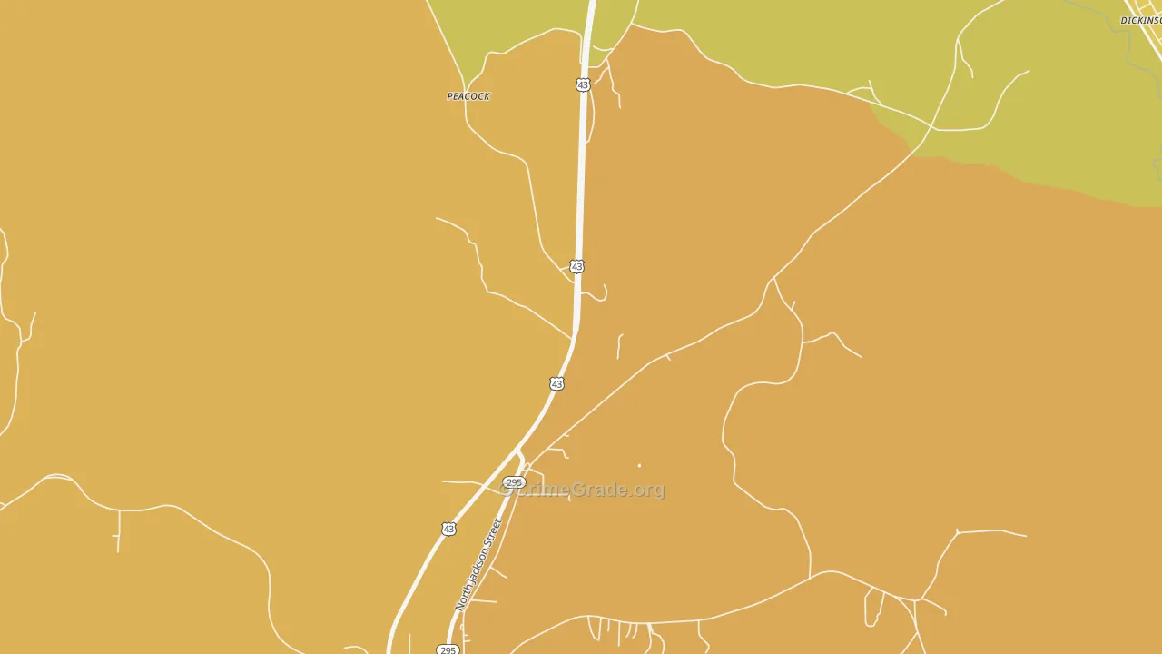 Peacock, AL Map of Vehicle Theft Rates