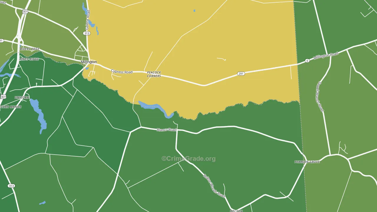 Peacock Corners, MD Map of Vehicle Theft Rates
