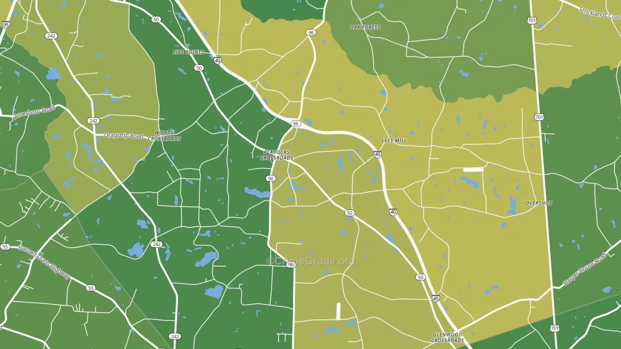 Peacocks Crossroads, NC Map of Vehicle Theft Rates