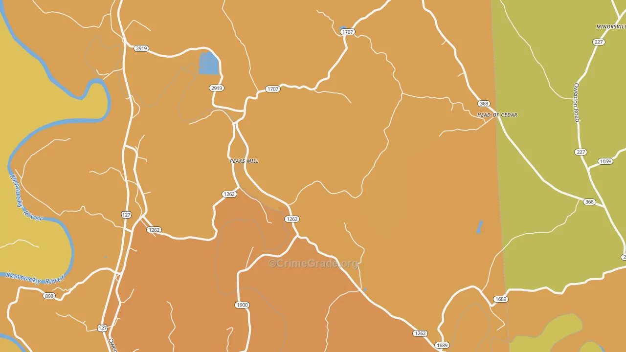 Peaks Mill, KY Map of Vehicle Theft Rates