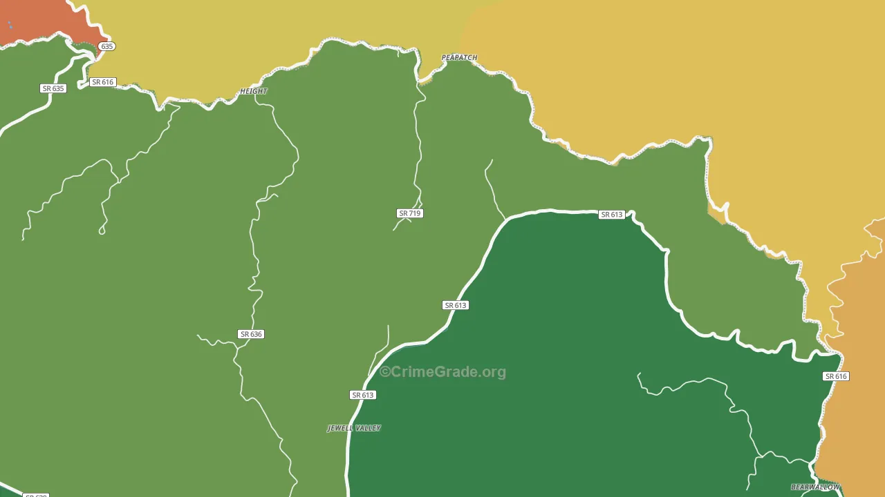 Peapatch, VA Map of Vehicle Theft Rates