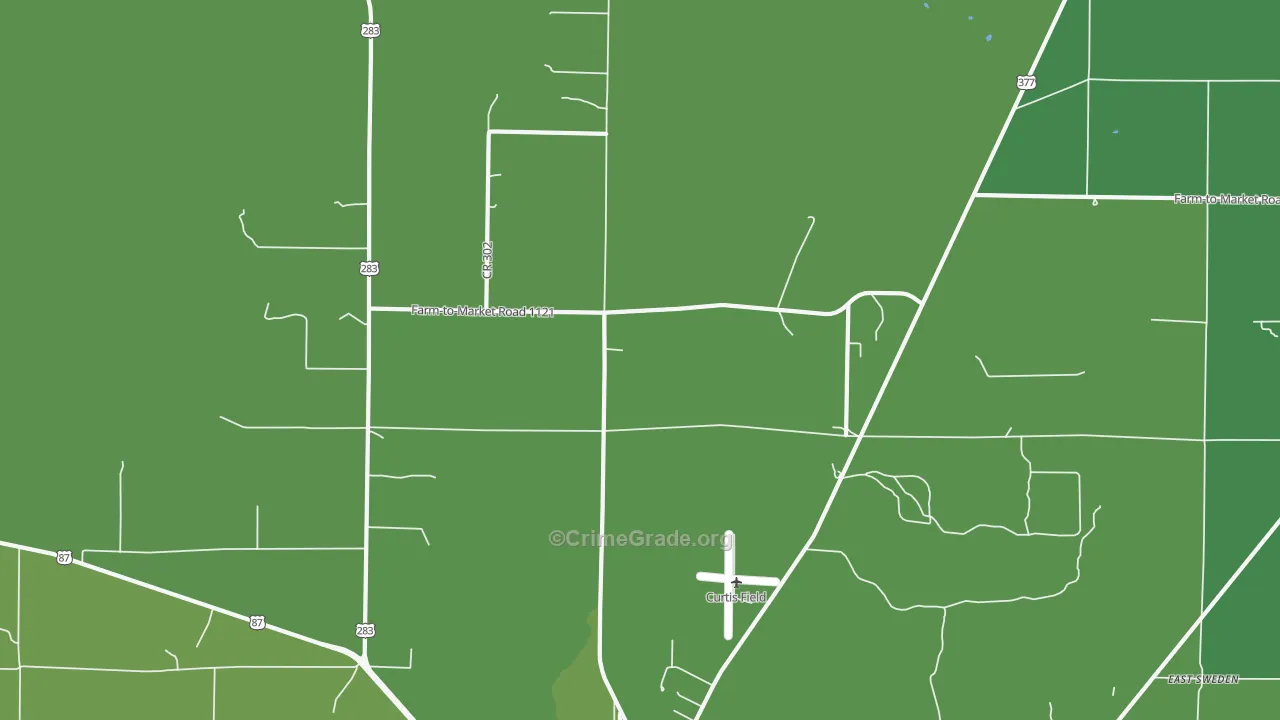 Pear Valley, TX Map of Vehicle Theft Rates