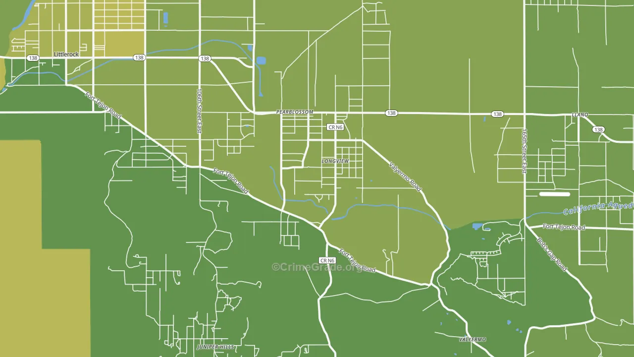 Pearblossom, CA Map of Vehicle Theft Rates