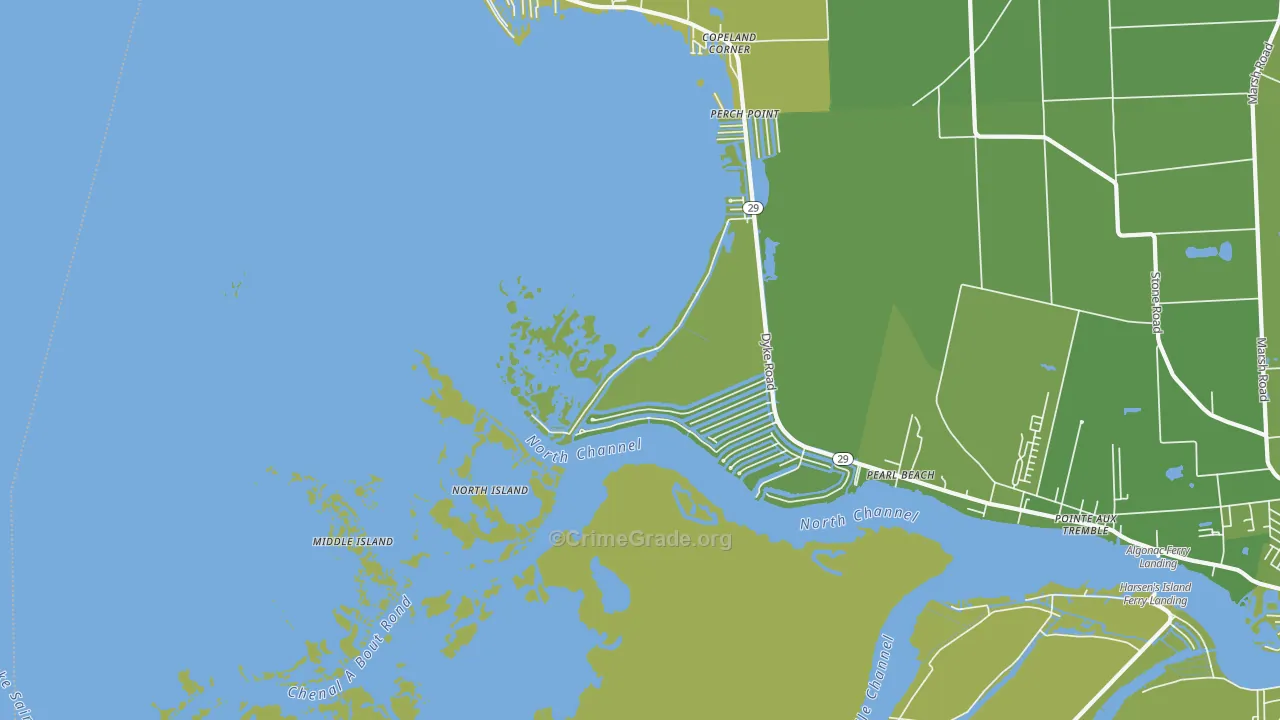 Pearl Beach, MI Map of Vehicle Theft Rates