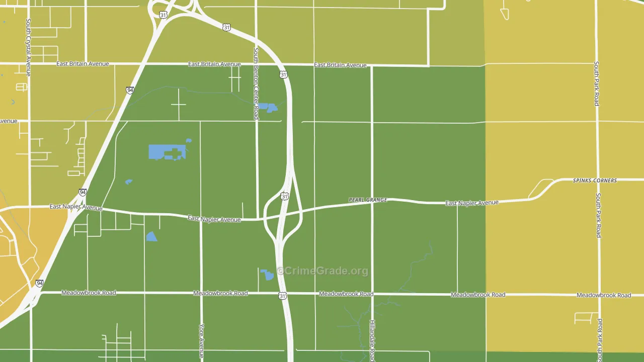 Pearl Grange, MI Map of Vehicle Theft Rates